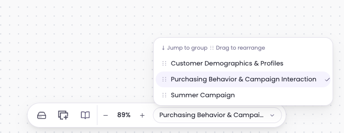 Screenshot of active group shown in the new group menu